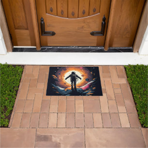 Vintage Minimalist Astronaut Space Adventure Doormat