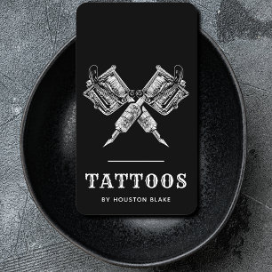 Vintage Minimalist Black And White Tattoo Artist Business Card