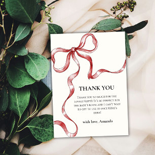 Vintage Minimalist Bow Baby Shower Thank You Card