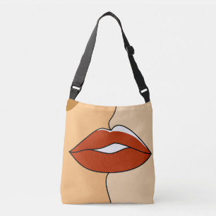 Vintage  Minimalist Kissing Couple Abstract Crossbody Bag