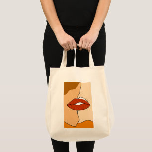 Vintage  Minimalist Kissing Couple Abstract Tote Bag