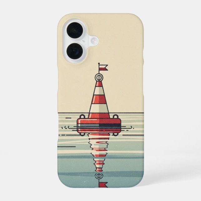 Vintage Minimalist Life Buoy iPhone 16 Case (Back)