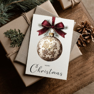 Vintage Minimalist Merry Christmas Ornament Holiday Card