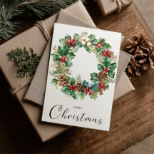 Vintage Minimalist Merry Christmas Wreath