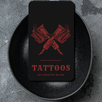 Vintage Minimalist Red And Black Tattoo Artist