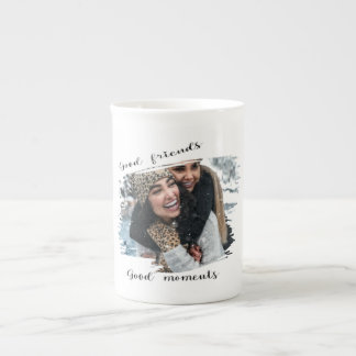 Vintage Minimalist Retro Friendship Photo Design - Bone China Mug