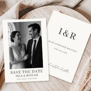 Vintage Minimalist Script Photo Wedding Save The Date