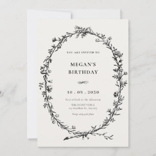 Vintage minimalist simple birthday invitation
