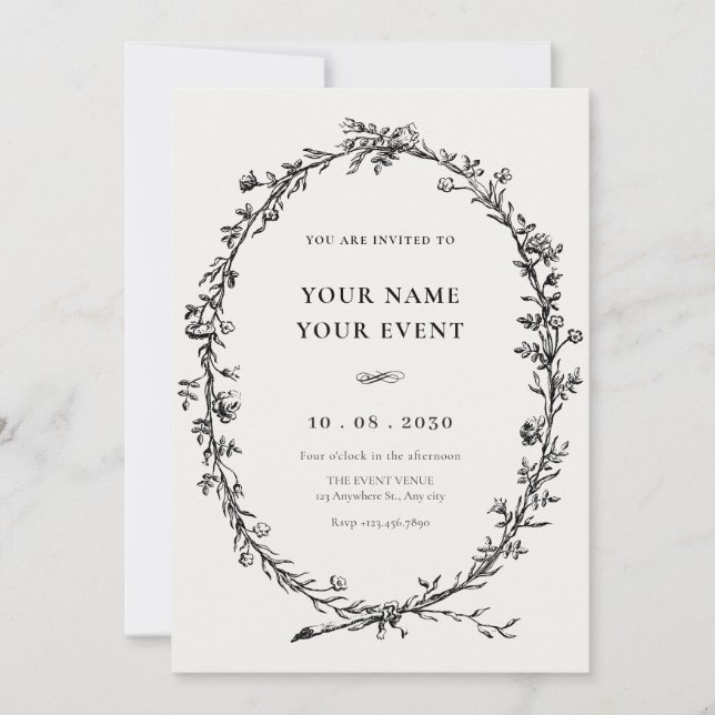 Vintage minimalist simple  invitation (Front)