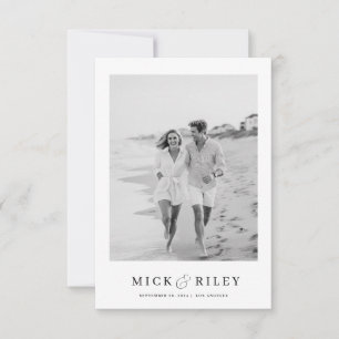 Vintage Minimalist Text and Photo Wedding Save The Date