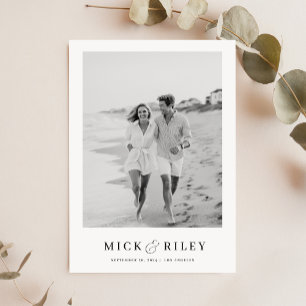 Vintage Minimalist Text and Photo Wedding Save The Date