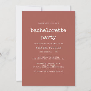 Vintage minimalist typewriter Bachelorette party Invitation