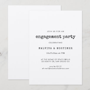 Vintage minimalist typewriter engagement party invitation