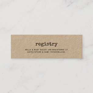 Vintage minimalist typewriter kraft registry card