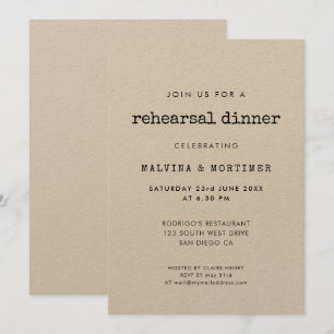 Vintage minimalist typewriter rehearsal dinner invitation