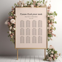 Vintage minimalist typewriter seating chart