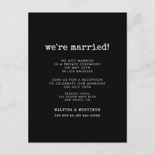 Vintage minimalist typewriter wedding announcement postcard