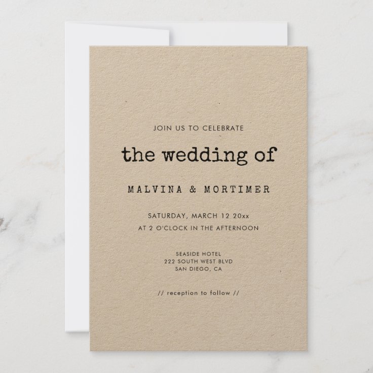 Vintage minimalist typewriter wedding invitation Zazzle
