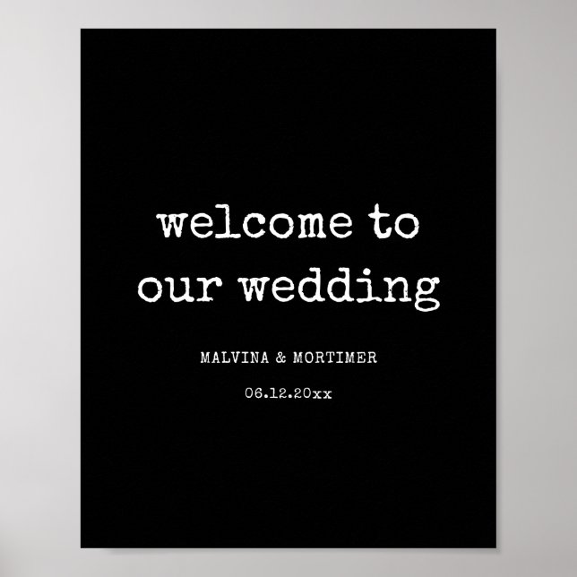 Vintage minimalist typewriter wedding poster (Front)