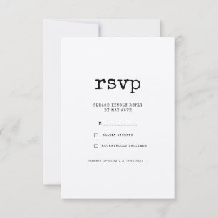 Vintage minimalist typewriter wedding RSVP card