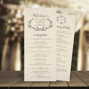 Vintage Minimalist Wedding Program Programme