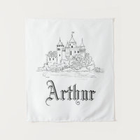 Vintage minimalistic mediaeval castle illustration