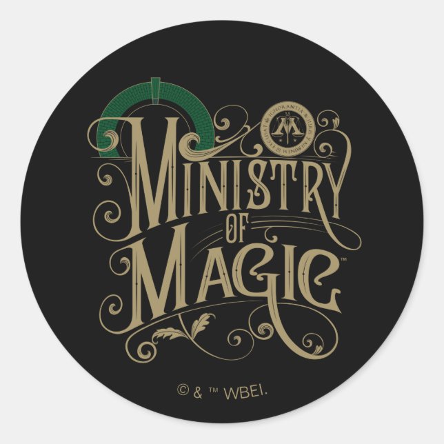 Vintage MINISTRY OF MAGIC™ Graphic Classic Round Sticker (Front)
