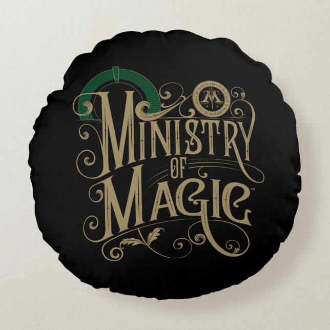 Vintage MINISTRY OF MAGIC™ Graphic Round Cushion (Front)