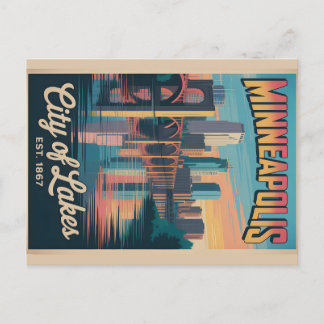 Vintage Minneapolis Minnesota Retro Travel Poster Postcard