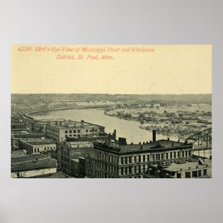 Vintage Minneapolis Minnesota River Skyline Poster