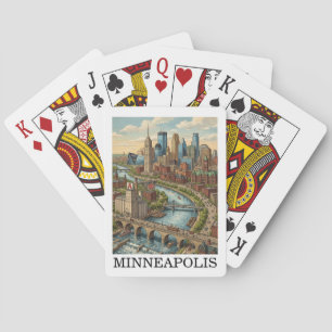 Vintage Minneapolis Minnesota Skyline View Playing Cards