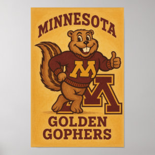 Vintage Minnesota Golden Gophers Mascot Poster – C