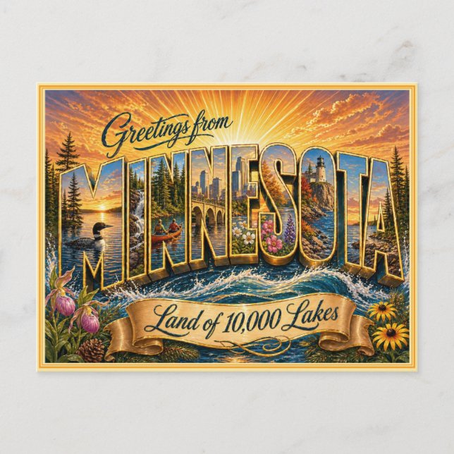 Vintage Minnesota Greeting From Postcard (Front)