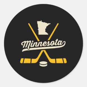 Vintage Minnesota Ice Hockey Sticks Sports Team Fa Classic Round Sticker