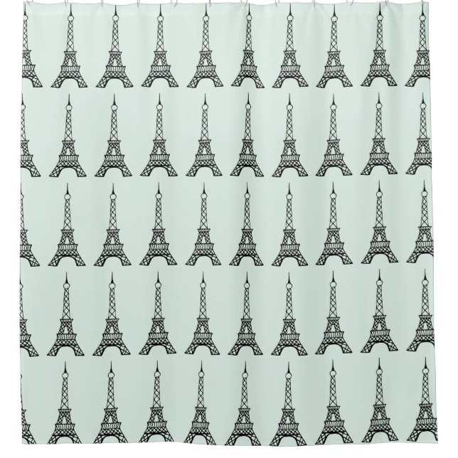 Vintage Mint Eiffel Tower Shower Curtain (Front)
