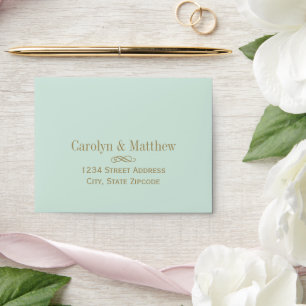 Vintage Mint Green Antique Gold Wedding RSVP Envelopes