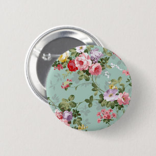 Vintage Mint Green Floral Design 6 Cm Round Badge