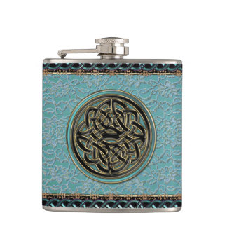 Vintage Mint Green Lace with Celtic Knot Flask