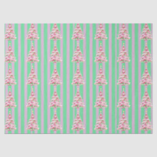 Vintage Mint Green Pink Stripe Christmas Tree Tissue Paper