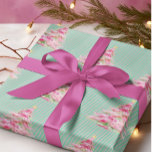 Vintage Mint Green Pink Stripe Christmas Tree Wrapping Paper<br><div class="desc">This holiday season Think Pink and Mint Green. These two exciting trendy colours combine to make your holiday decor really pop! Vintage damask annd stripes, Christmas trees, ornaments, ribbons and winter greenery for the sweetest nostalgic designs of the season. Holiday decor, cards, gift bags and wrapping paper, ornaments, stockings and...</div>