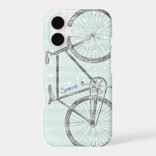 Vintage Mint Green Retro Bicycle Stripe Pattern 