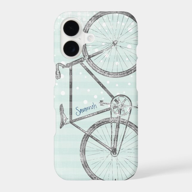 Vintage Mint Green Retro Bicycle Stripe Pattern  (Back)