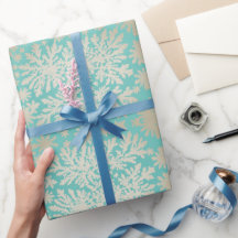 Vintage Mint wrapping paper with Snowflakes