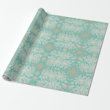 Vintage Mint wrapping paper with Snowflakes