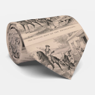 Vintage Minutemen of The Revolution Illustration Tie