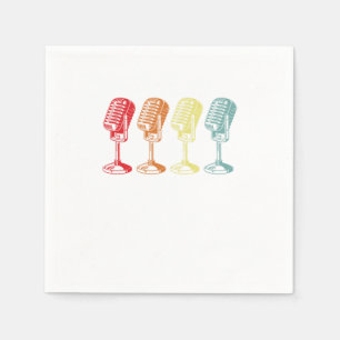 Vintage Mircophones Mic Singing Music Karaoke Gift Napkin