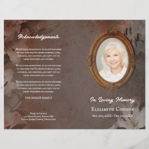 Vintage Mirror Frame Lilies Photo Funeral Program