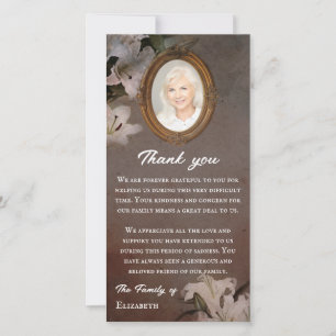 Vintage Mirror Frame Lilies Photo Sympathy Thank You Card