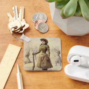 Vintage Miss Annie Oakley, Western Cowgirl Key Ring