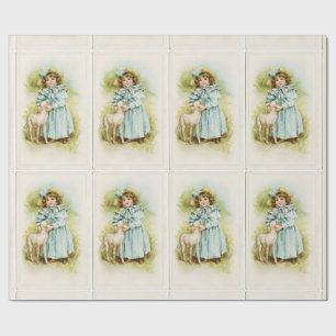 Vintage Miss With Lamb Wrapping Paper